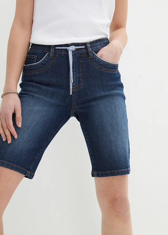 Bermuda en jean, coupe slim, taille mi-haute, bonprix