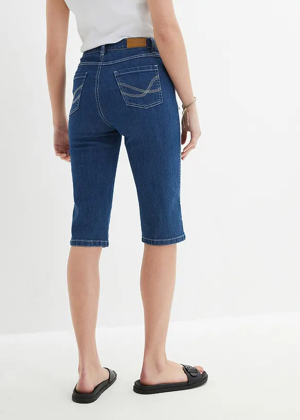 Bermuda slim en jean, taille haute, bonprix