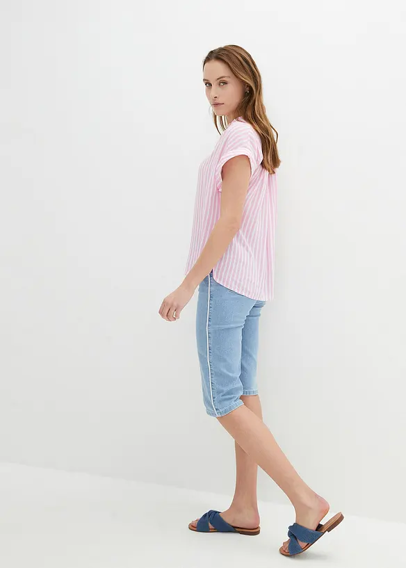 Bermuda slim en jean, taille haute, bonprix