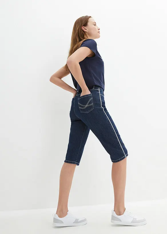 Bermuda slim en jean, taille haute, bonprix