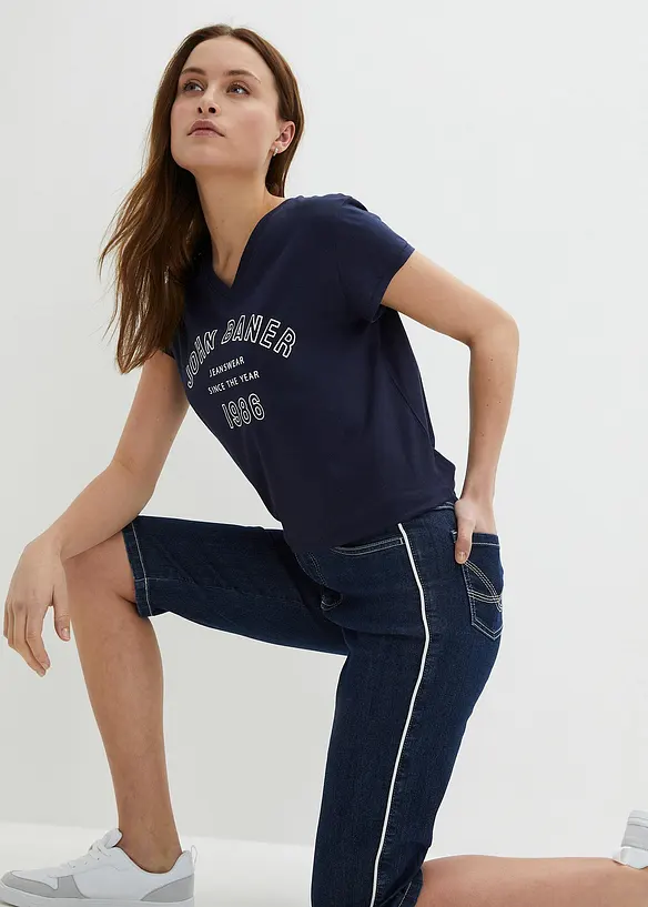 Bermuda slim en jean, taille haute, bonprix