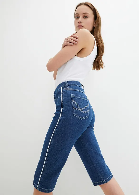 Bermuda slim en jean, taille haute, bonprix