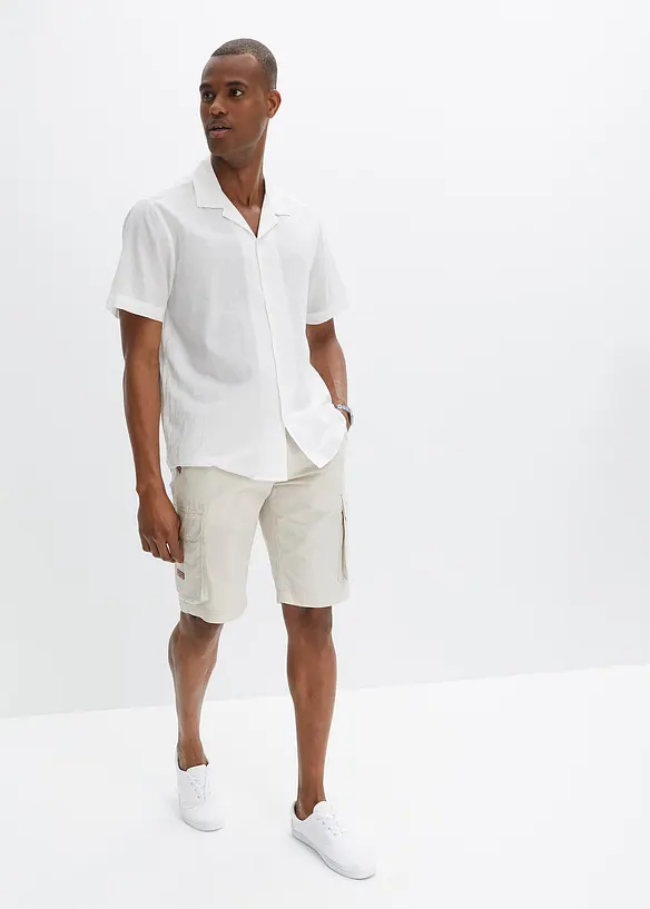 Bermuda cargo avec ceinture et taille &eacute;lastiqu&eacute;e, Regular, bonprix