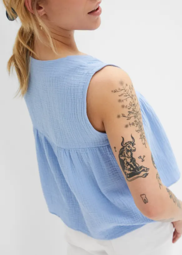 Blouse sans manches en gaze de coton, bonprix
