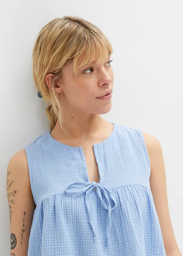 Blouse sans manches en gaze de coton, bonprix