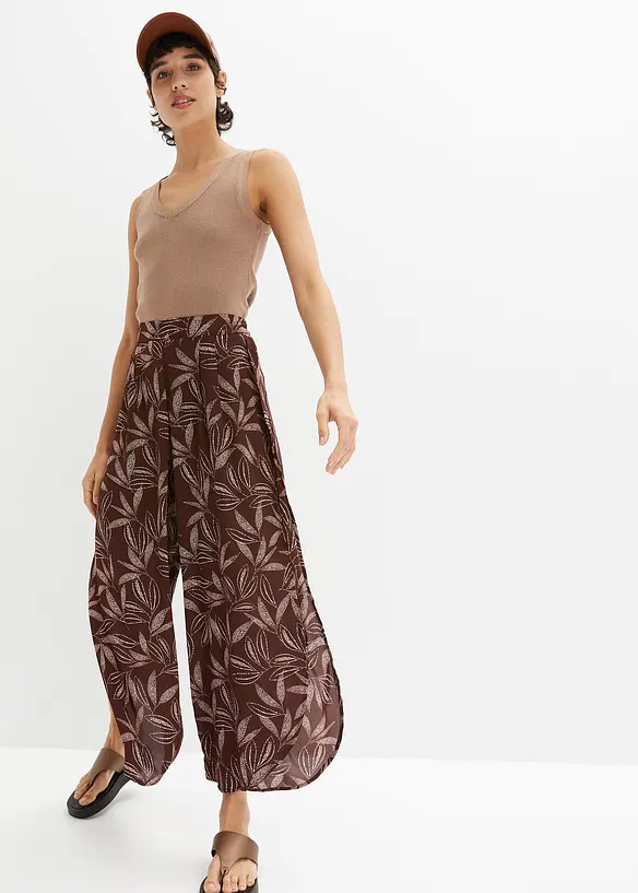 Pantalon palazzo fendu sur les c&ocirc;t&eacute;s, bonprix