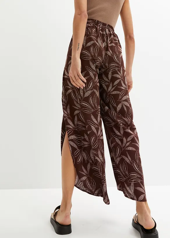 Pantalon palazzo fendu sur les c&ocirc;t&eacute;s, bonprix