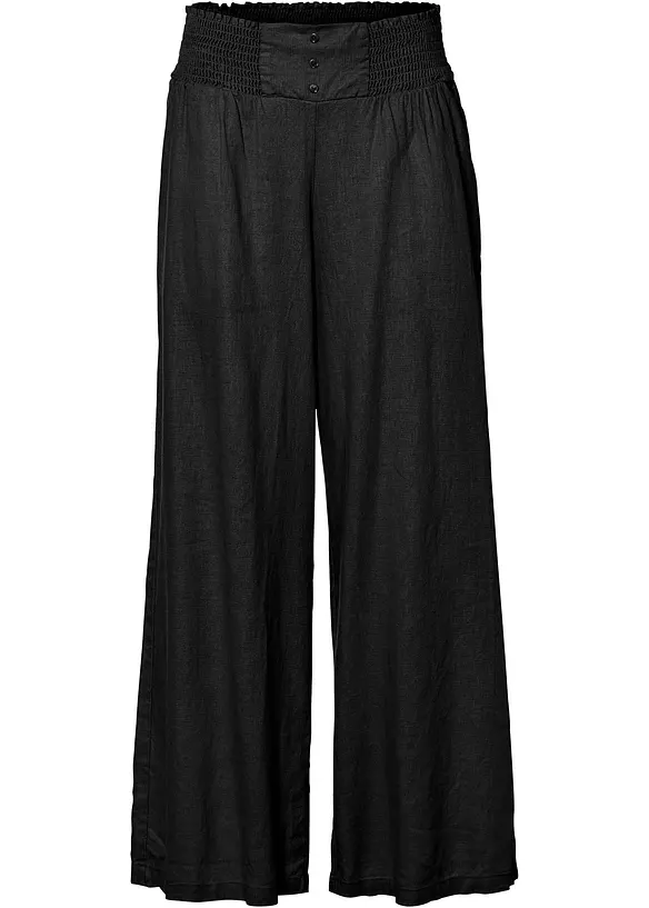 Pantalon large et léger en lin mélangé, bonprix