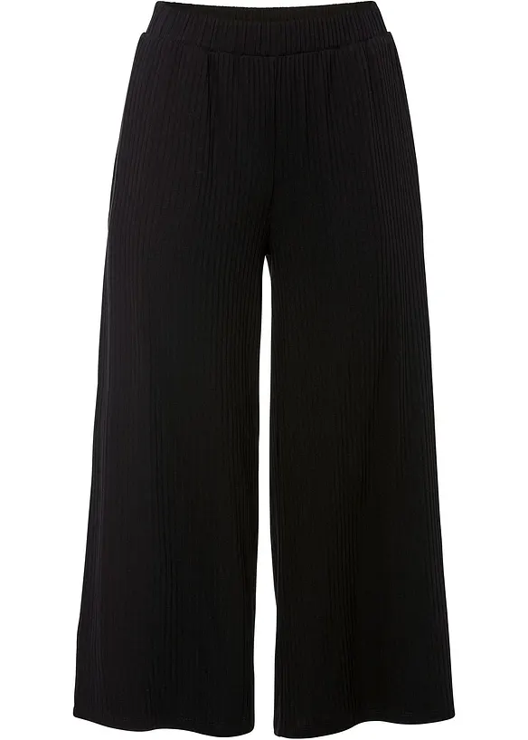 Pantalon en jersey côtelé à taille élastiquée, bonprix
