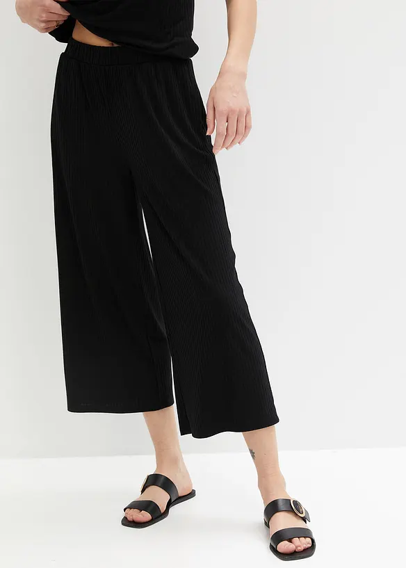 Pantalon en jersey côtelé à taille élastiquée, bonprix
