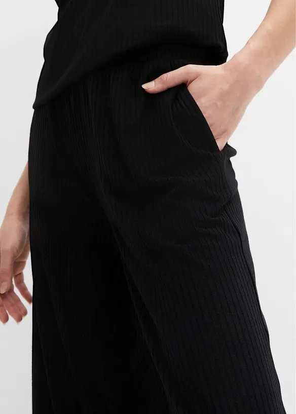 Pantalon en jersey côtelé à taille élastiquée, bonprix