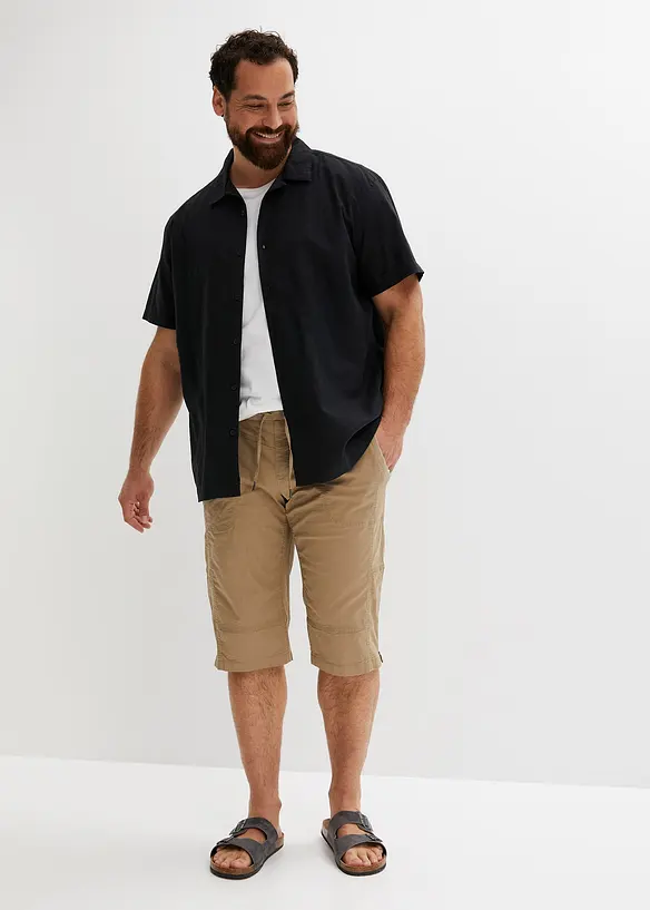 Chemise manches courtes en lin majoritaire, ample, bonprix