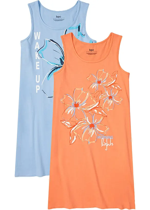 Lot de 2 chemises de nuit en coton, bonprix