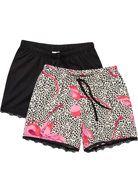Lot de 2 shorts de pyjama avec dentelle, bonprix