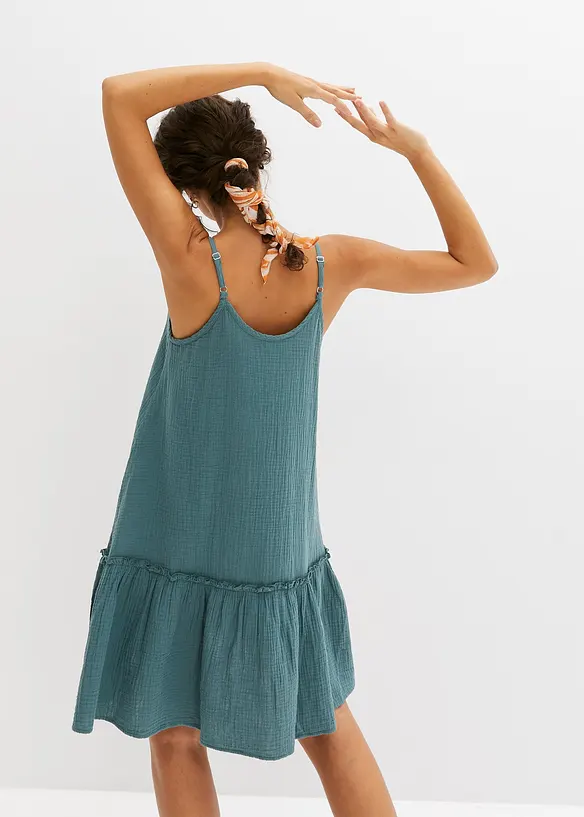 Robe à fines bretelles en gaze de coton, bonprix