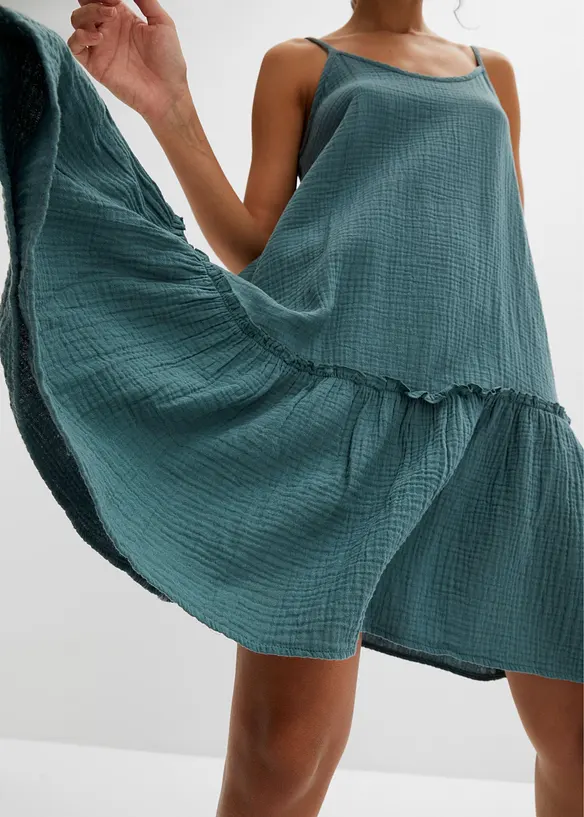 Robe à fines bretelles en gaze de coton, bonprix