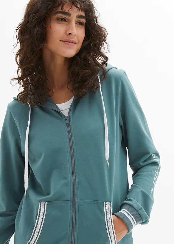 Sweat zippé à capuche 100% coton, bonprix