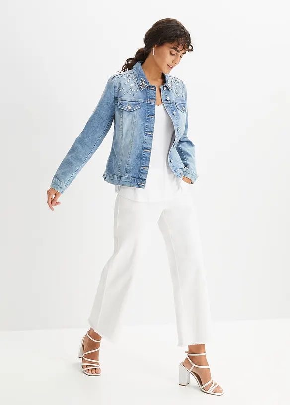 Veste en jean avec strass appliqués, bonprix