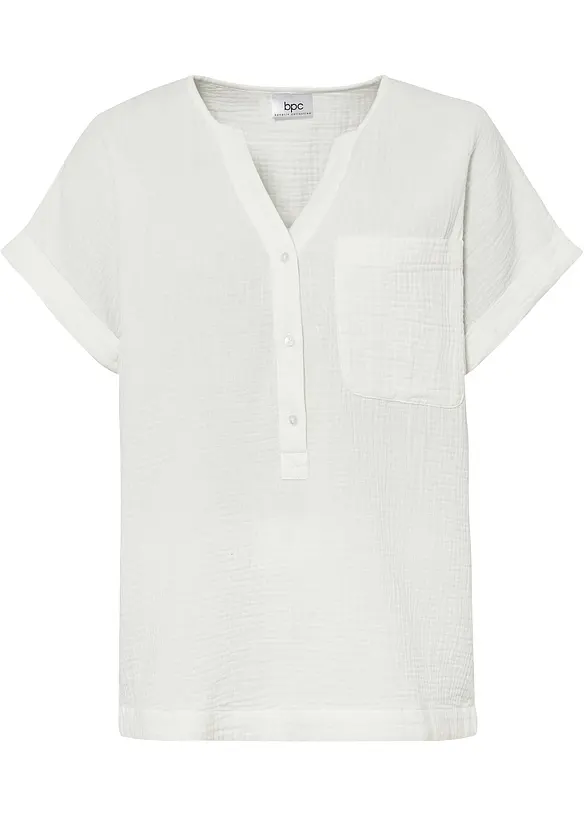 Blouse manches courtes en gaze de coton, bonprix