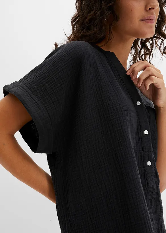 Blouse manches courtes en gaze de coton, bonprix