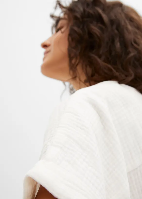 Blouse manches courtes en gaze de coton, bonprix