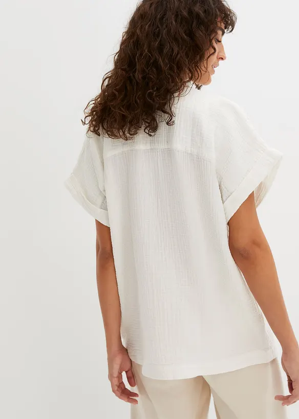 Blouse manches courtes en gaze de coton, bonprix