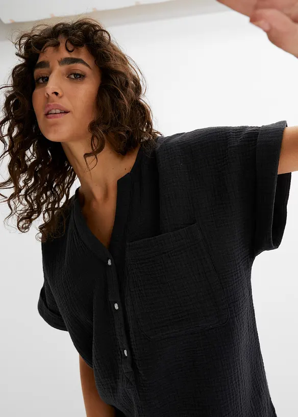 Blouse manches courtes en gaze de coton, bonprix