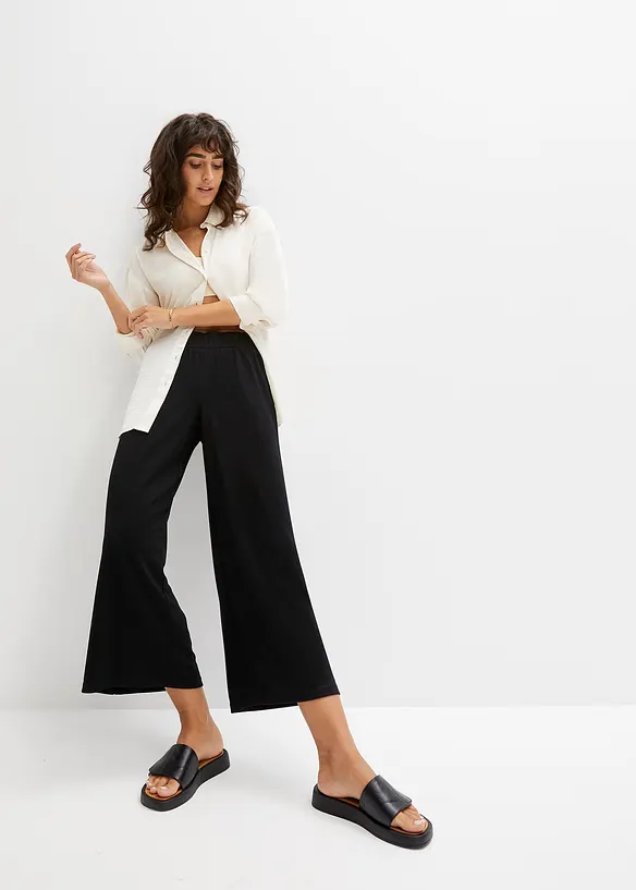 Pantalon en jersey à taille élastiquée, bonprix