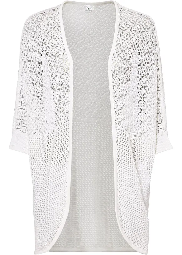 Gilet long en maille ajourée, bonprix