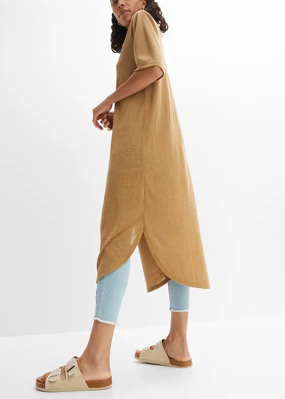 Long gilet en maille aspect lin, bonprix