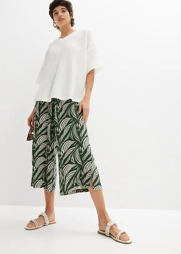 Pantalon large en jersey coton et viscose, bonprix