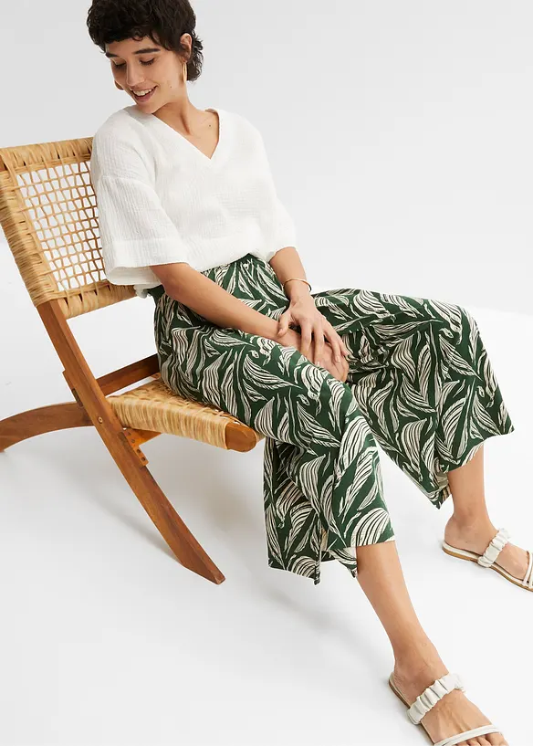 Pantalon large en jersey coton et viscose, bonprix