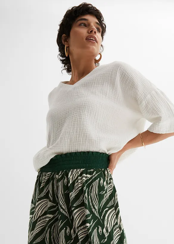 Pantalon large en jersey coton et viscose, bonprix