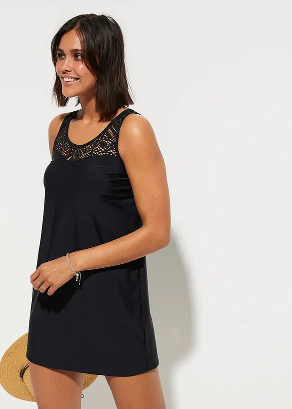 Tankini long (ens. 2 pces) avec dentelle, s&eacute;chage rapide, bonprix