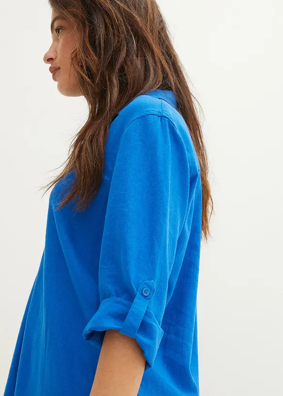 Chemisier manches 3/4 en lin m&eacute;lang&eacute;, bonprix