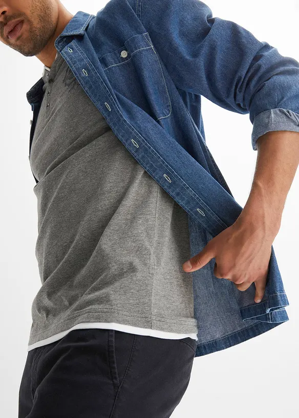 Lot de 2 t-shirts col tunisien 100 % coton, bonprix