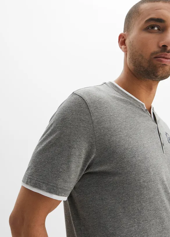 Lot de 2 t-shirts col tunisien 100 % coton, bonprix