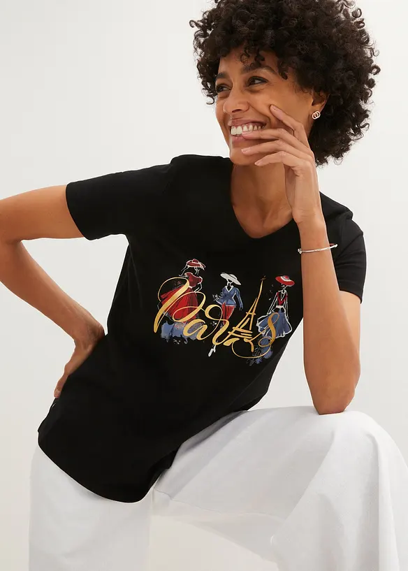 T-shirt avec imprim&eacute; devant, bonprix