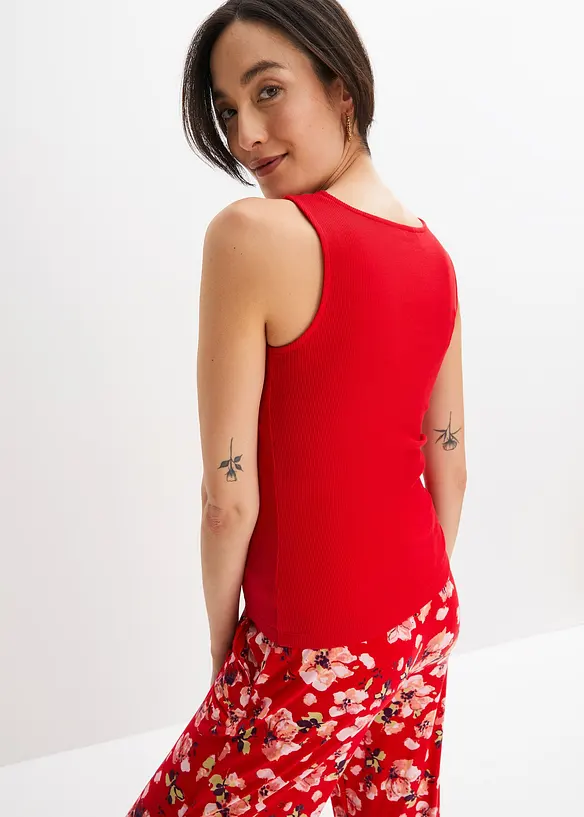 Lot de 2 tops côtelés 100% coton, bonprix