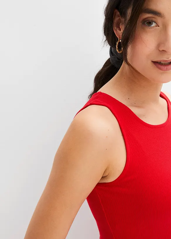 Lot de 2 tops côtelés 100% coton, bonprix