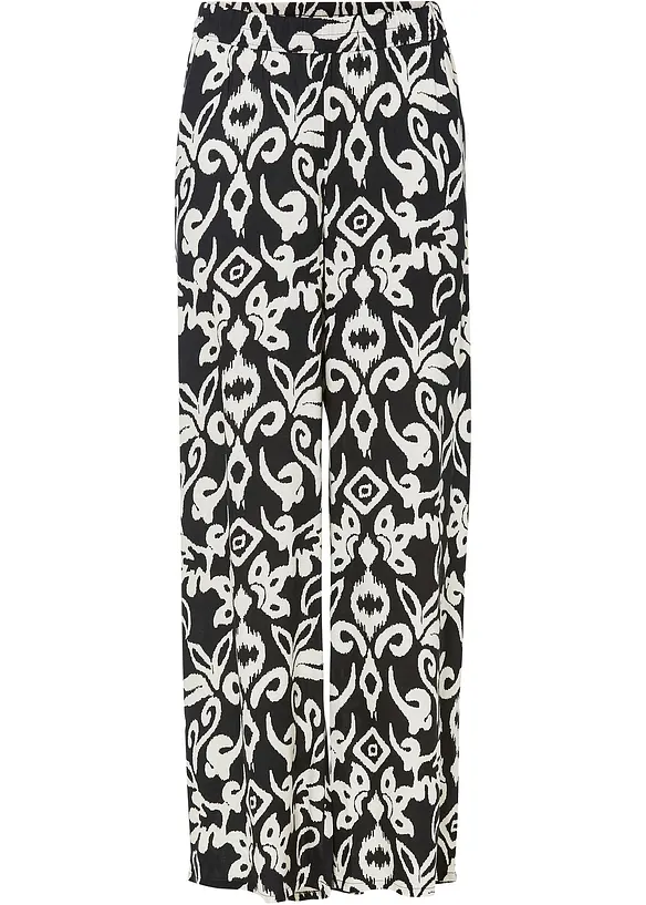 Pantalon large et imprimé en viscose fluide, bonprix