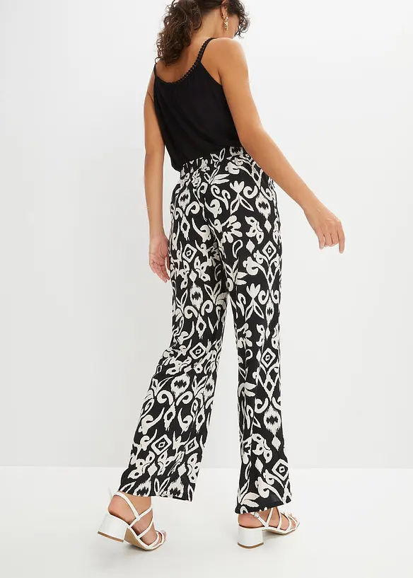 Pantalon large et imprimé en viscose fluide, bonprix