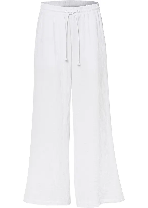Pantalon palazzo en gaze de coton, bonprix