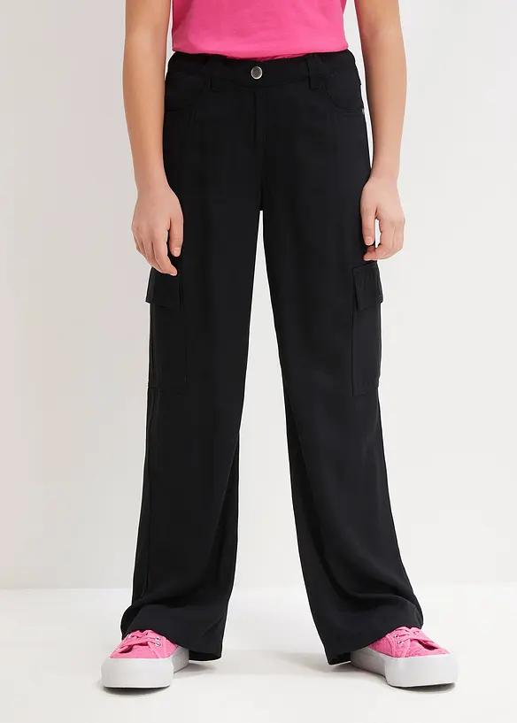 Pantalon cargo large en viscose fluide, bonprix