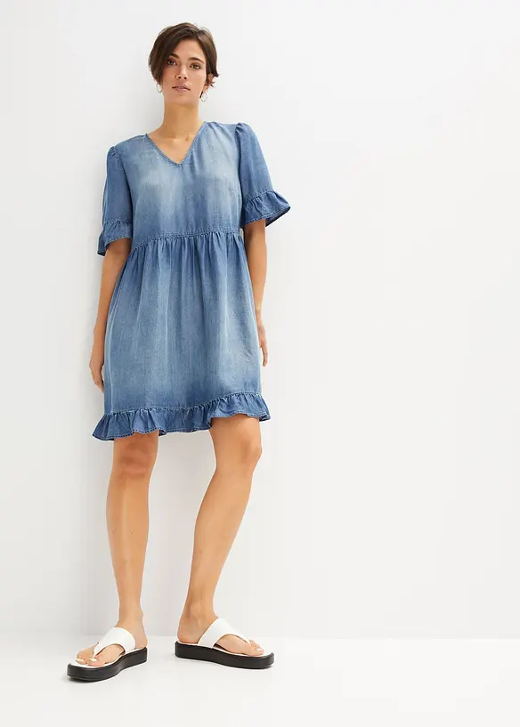 Robe en jean avec volants, bonprix