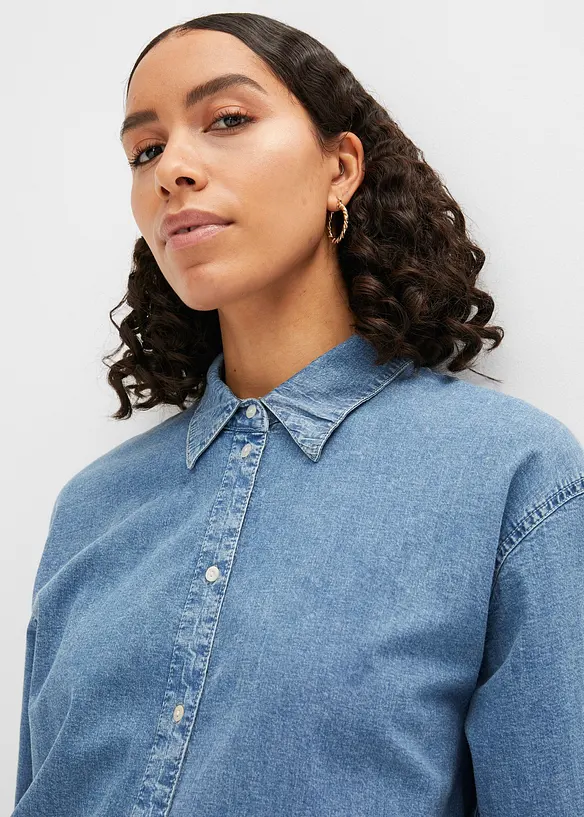 Chemisier en jean extensible oversize, bonprix