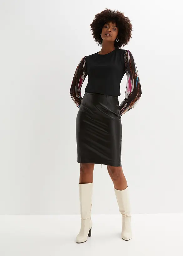 T-shirt c&ocirc;tel&eacute; avec manches en cr&ecirc;pe, bonprix