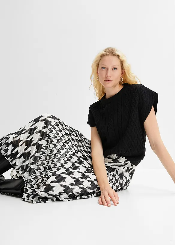 Jupe en chiffon avec motif pied-de-coq, bonprix