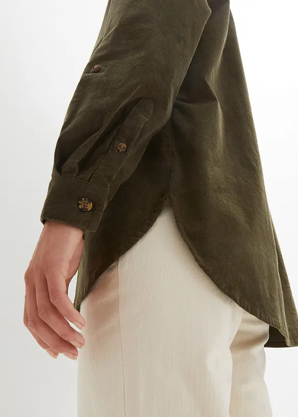 Chemise en velours côtelé avec fentes sur le côté, bonprix