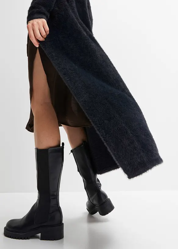 Long gilet en maille duveteuse, bonprix